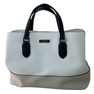 Kate Spade Laurel Way Evangelie Tote Cream Nude Black Straps Gold Satchel Bag